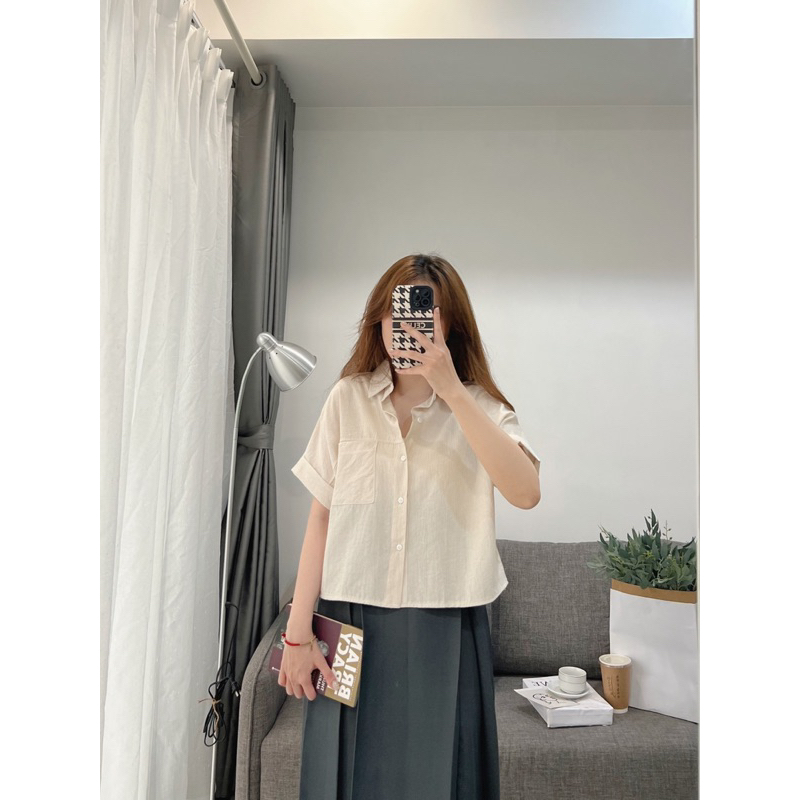 Áo sơ mi tay hến kẻ sọc form vừa Mai Anh_Clothing