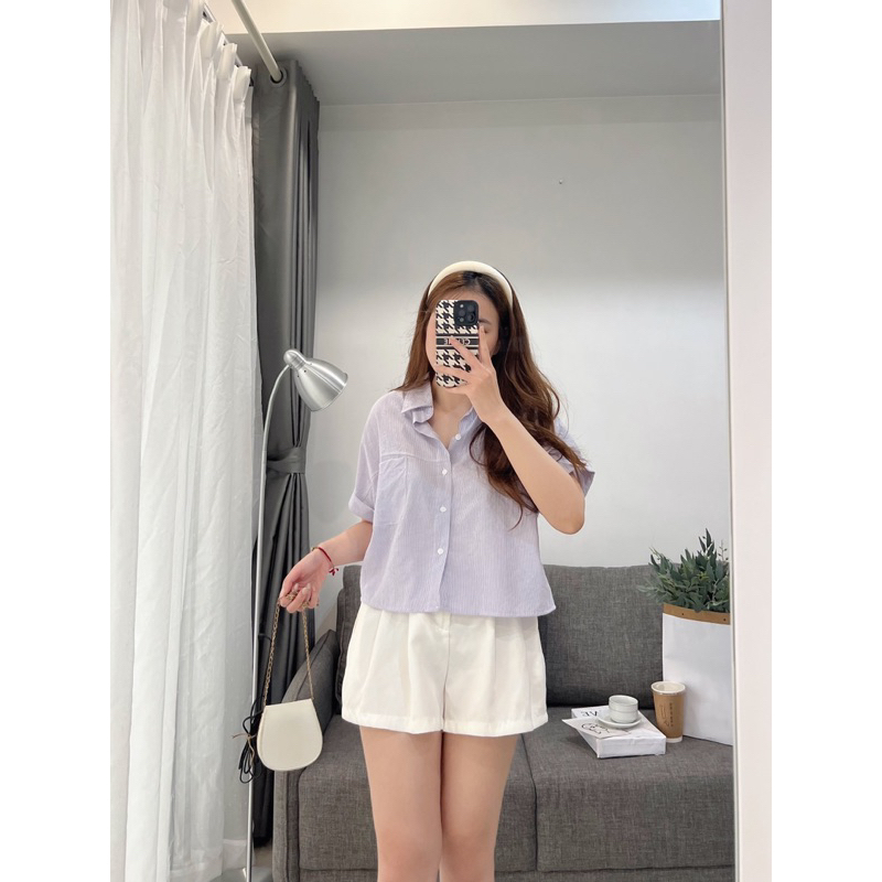 Áo sơ mi tay hến kẻ sọc form vừa Mai Anh_Clothing