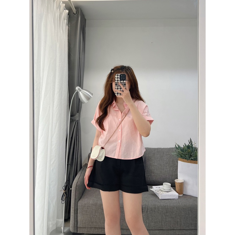 Áo sơ mi tay hến kẻ sọc form vừa Mai Anh_Clothing