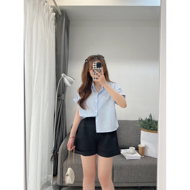 Áo sơ mi tay hến kẻ sọc form vừa Mai Anh_Clothing