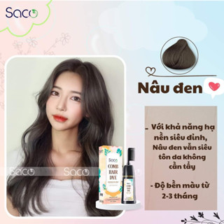 Dầu gội LƯỢC nhuộm tóc SACO  PHỦ BẠC CHÍNH HÃNG lên màu CHUẨN ĐẸP từ mọi nền tóc SACO Nâu Đen