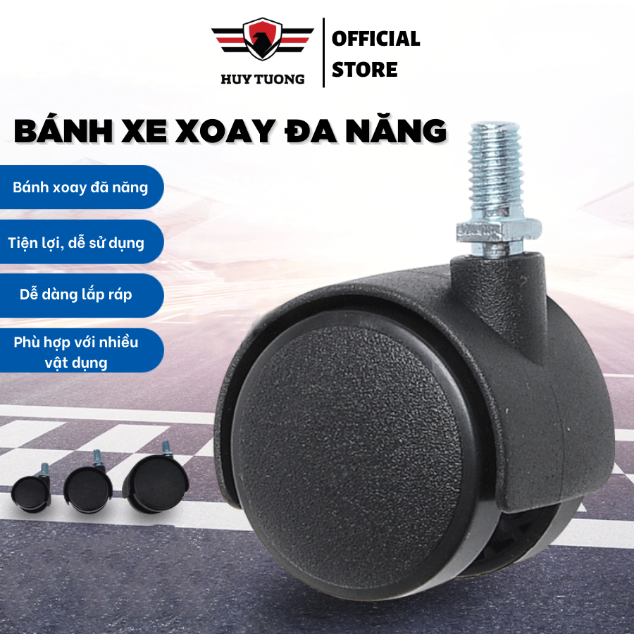 Bánh xe nhựa xoay đa năng, bánh xe ghế xoay văn phòng, bàn, tủ tiện lợi dễ di chuyển- Huy Tưởng