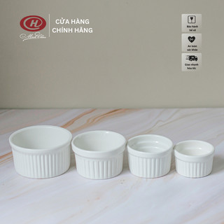 Khuôn làm bánh ramekin sứ trắng trơn - Khuôn đổ bánh caramen dày dặn giữ nhiệt đường kính 5.5cm 6.5cm 8cm 9cm