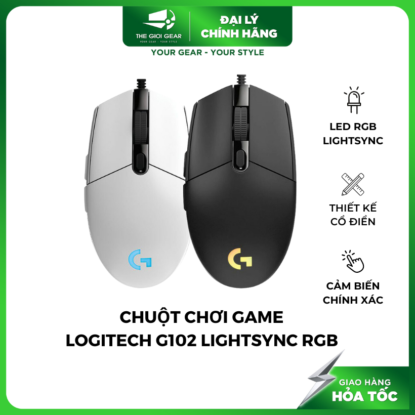 Chuột Chơi Game Có Dây - Logitech G102 LightSync RGB - Hàng chính hãng