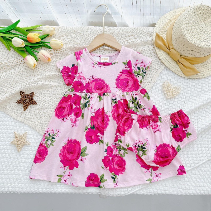 ♥ Set Đầm Chíp, Đầm/Váy Cotton Bé Gái 10kg -> 23kg