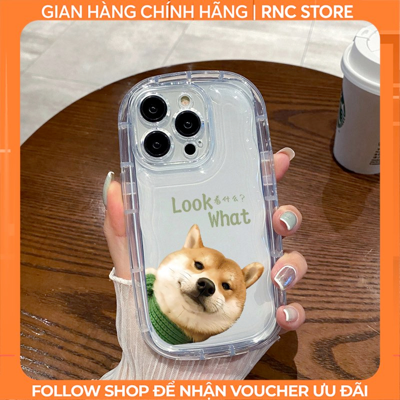 Ốp lưng Iphone 6 Plus/X/XS/Xs Max/11/12 Pro/13 Pro Max/14 Pro/...trong suốt Bóng khí chống sốc hình Chó Shiba