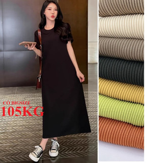 Váy Đầm Xuông Tăm To, Có Big size tới 105KG, Chất Liệu Thun Gân tăm cao cấp, Có bầu vẫn diện được