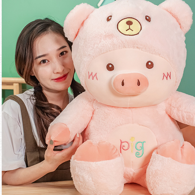 Thú bông gấu bông Heo hồng đội mũ Ráp dễ thương dùng làm thú nhồi bông, trang trí phòng ngủ,quà tặng sinh nhật bạn bè