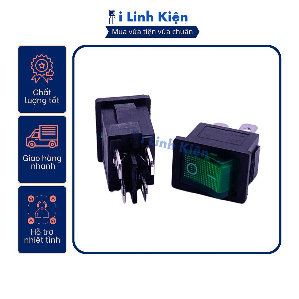 Công tắc bập bênh KCD1-104R 6A250V 15x21mm 4P có đèn
