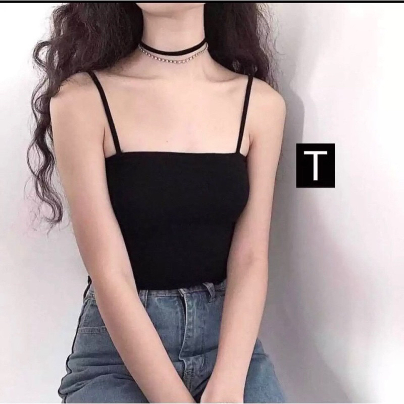 Áo hai dây sợi bún to, ÁO THUN 2 DÂY SỢI BÚN,Áo Hai Dây Croptop 2 Lớp Thun cotton co dãn mát 🐳🐳713