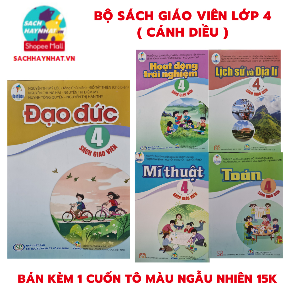 Sách - (Sách Giáo Viên Cánh diều ):Tiếng việt 4 Tiếng việt 4,toán 4 tập 1,toán 4 tập 2+ Bán kèm 1 cuốn tô màu 15k