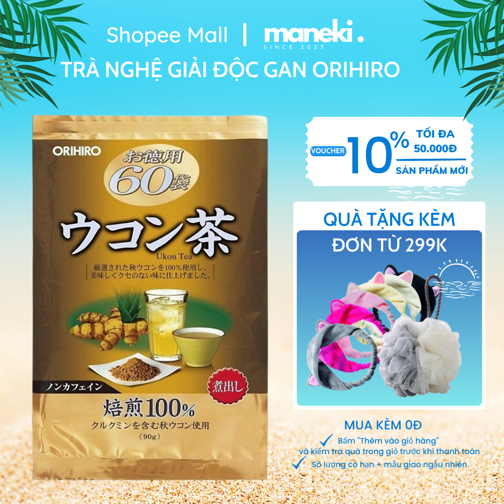 Trà nghệ mùa thu Orihiro hỗ trợ thải độc, bảo vệ dạ dày 60 gói/túi hàng Nhật nội địa - Maneki