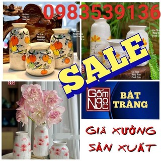 Sale combo 3 bình hoa gốm sứ bát tràng. gốm ngọc bát tràng