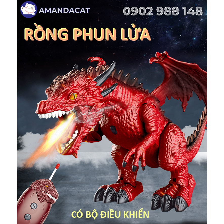 Bộ điều khiển robot rồng phun khói cao cấp, Rồng lửa băng, Mô hình rồng di chuyển có đèn LED, âm thanh