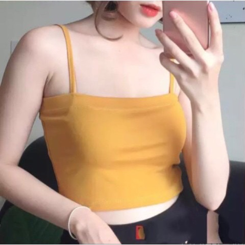 Áo hai dây sợi bún to, ÁO THUN 2 DÂY SỢI BÚN,Áo Hai Dây Croptop 2 Lớp Thun cotton co dãn mát 🐳🐳713