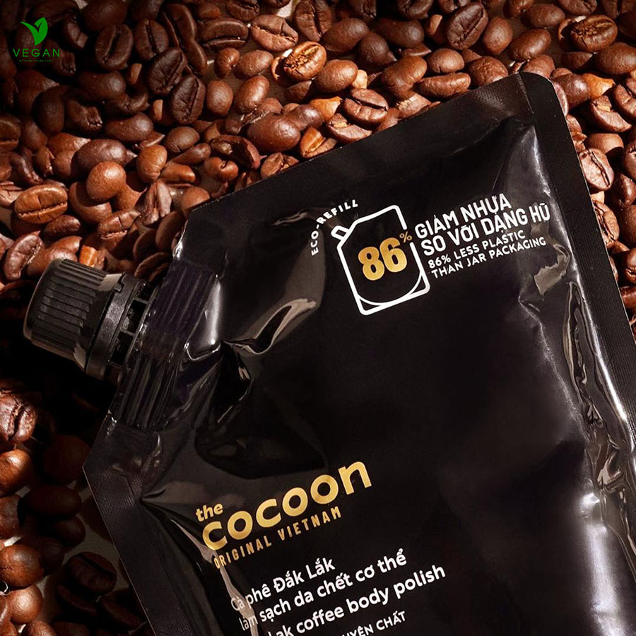 [ HÀNG TẶNG KHÔNG BÁN ] Big size Cà phê Đắk Lắk làm sạch da chết cơ thể cocoon 600ml thuần chay