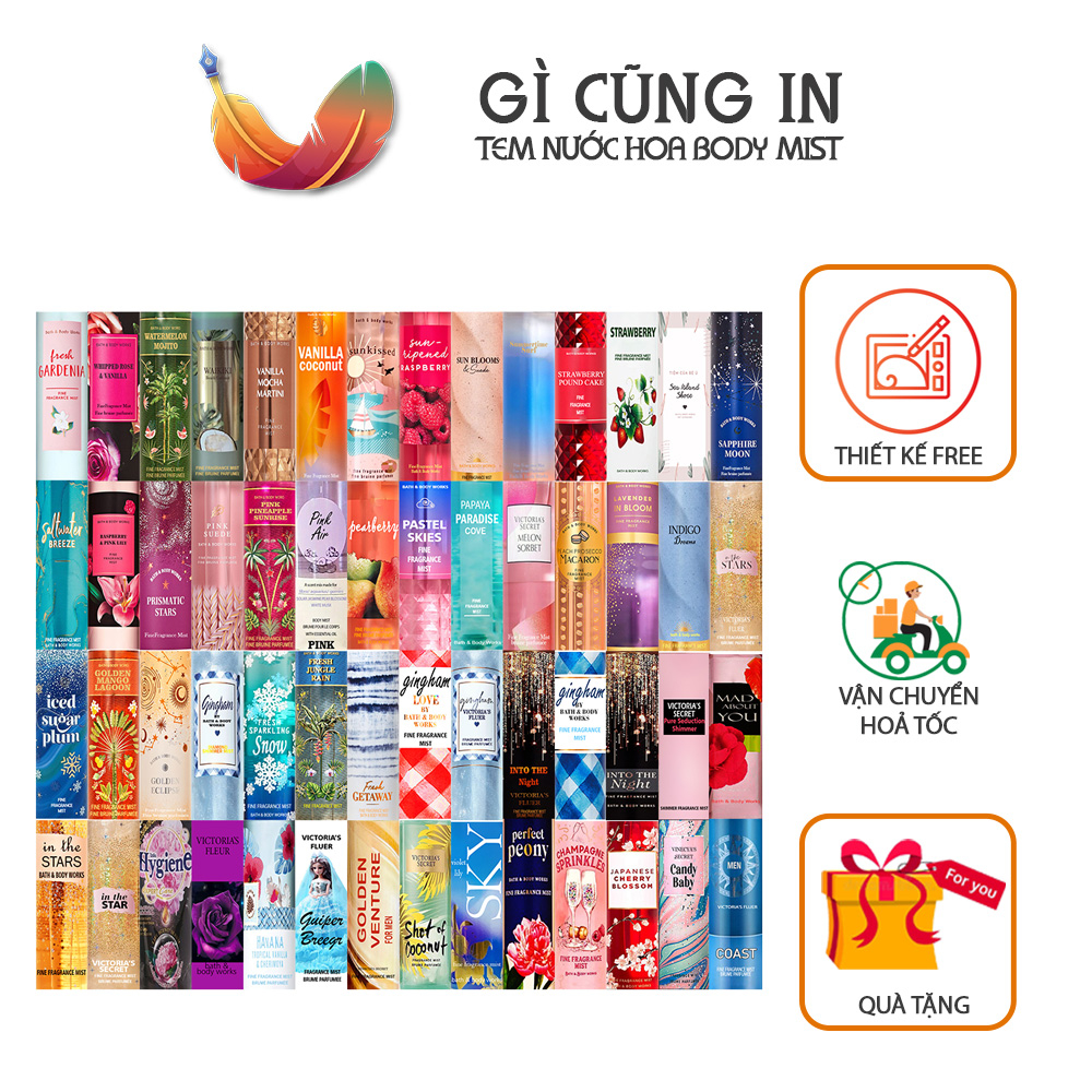 Tem Nước Hoa Chiết Body Mist - 10ml - Đầy Đủ Tất Cả Các Mùi - Tem chiết đã cắt sẵn
