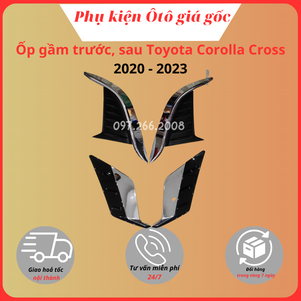 Ốp viền gầm trước, sau xe Toyota Corolla Cross 2020, 2021, 2022, 2023 mạ crom cao cấp, sáng bóng