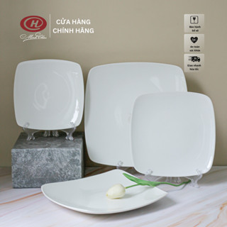 Đĩa Vuông Trắng Trơn - Kích Thước 18cm 21cm 25cm 28cm - Sứ Minh Châu
