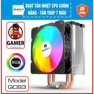 [HOT SALE] Quạt tản nhiệt CPU - Tản khí chính hãng Glowy - Tản tháp LED 7 màu GC63 & Quạt Case GC61- Bảo hành 6 tháng!!!