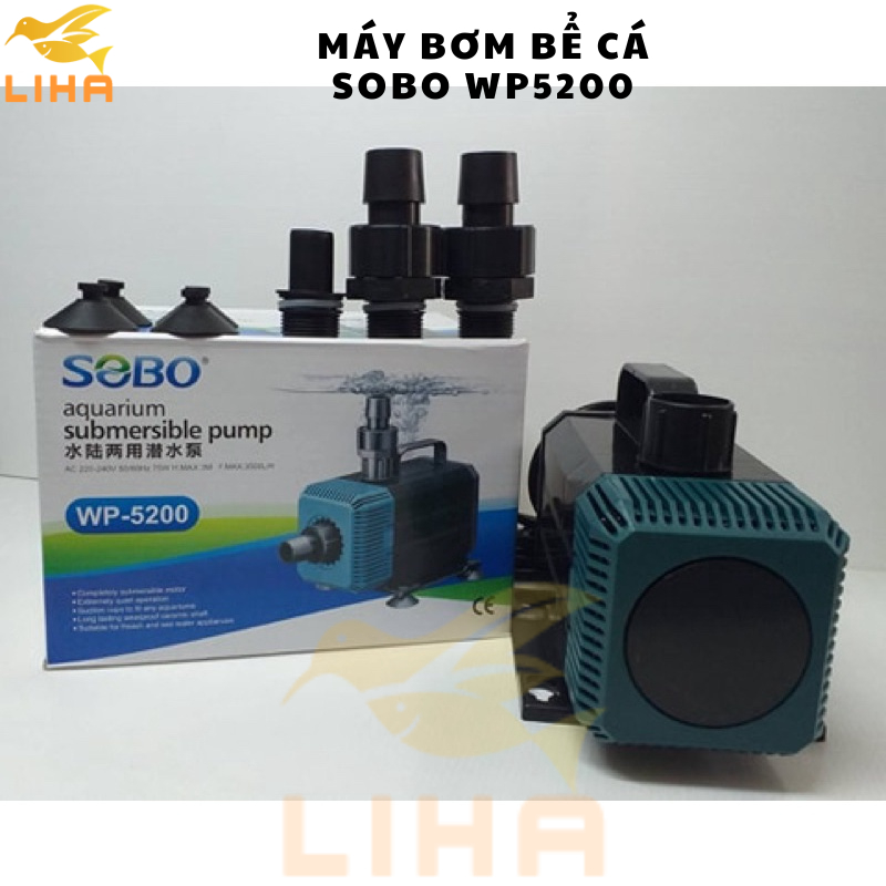 Máy Bơm Hút Cặn Đáy Hồ Cá SOBO WP-5200 – Công Suất 75W, Lưu Lượng 3500L/H - Máy Bơm Nước Hút Cặn Cho Hồ Cá