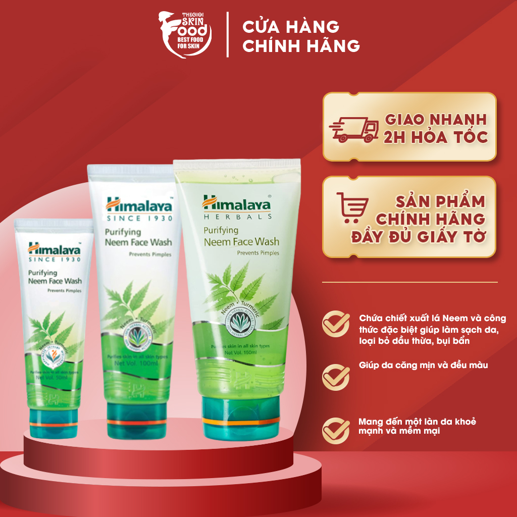 Sữa Rửa Mặt Dạng Gel Ngăn Ngừa Mụn Chiết Xuất lá Neem Himalaya Purifying Neem Face Wash 150ml