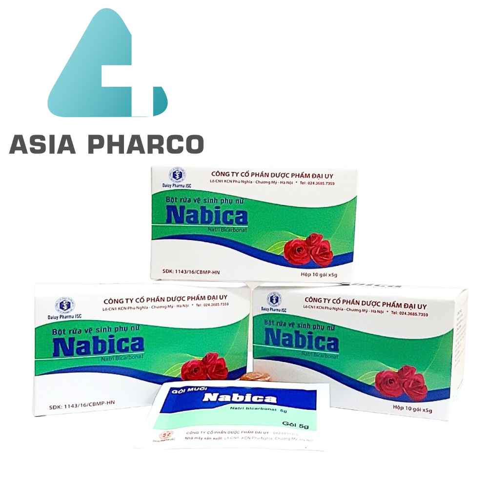 Muối vệ sinh phụ nữ Nabica Đại Uy - Dung dịch vùng kín làm sạch, ngăn ngừa nấm ngứa, khử mùi hôi ( hộp 10 gói 5G)