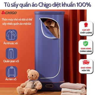 Tủ sấy quần áo di động CHIGO, máy sấy quần áo diệt khuẩn, bảo hành 12 tháng, gấp gọn như valy dễ dàng đi du lịch