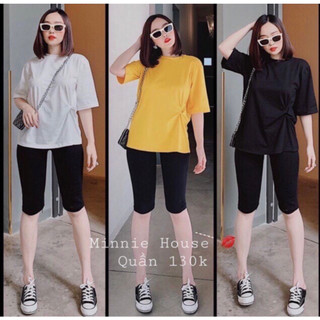 Quần legging nữ đùi thun lửng ngố đồ mặc nhà dáng ôm bó lưng thun bigsize tập gym yoga