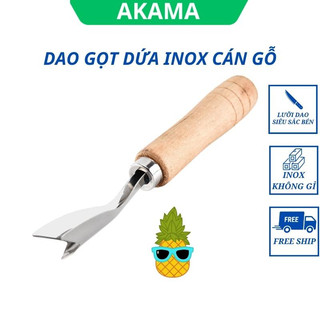 Dao gọt mắt dứa inox cán gỗ - Dụng cụ gọt mắt khóm thơm nhanh chóng an toàn tiện lợi