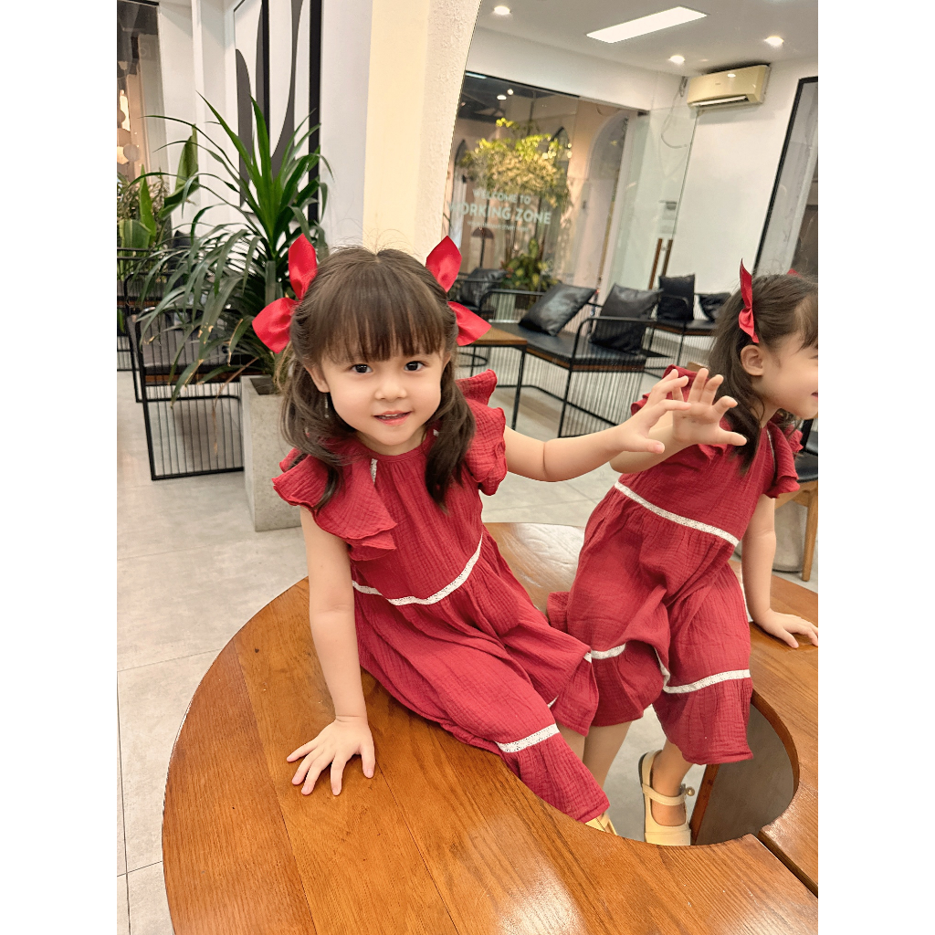 Váy Noel Bé Gái Kiểu Tay Raglan Ba Tầng Phong Cách Hàn Quốc Điệu Đà - AKI DRESS - DRM007 - SAOLA KIDS CLOTHING