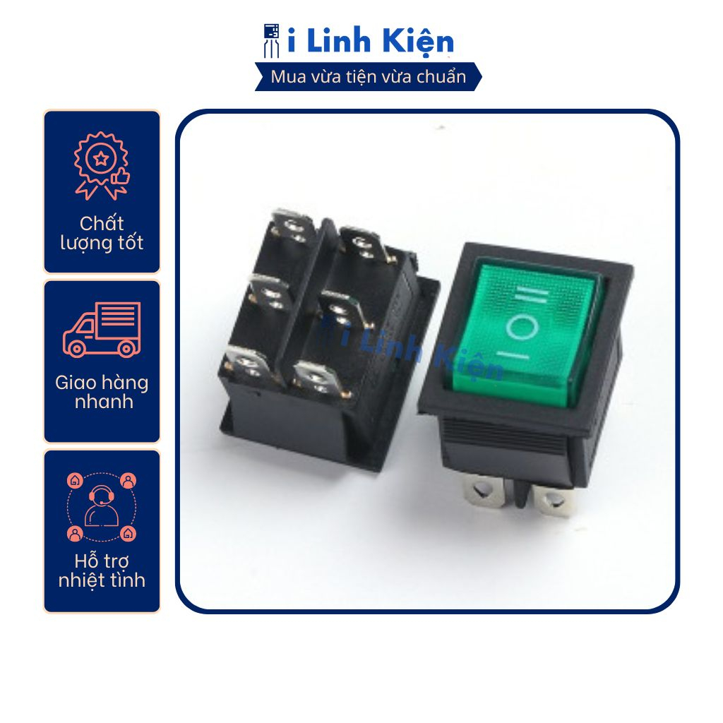 Công tắc bập bênh KCD4 15A/250V 6 chân 3 chế độ 25x31mm chất lượng tốt