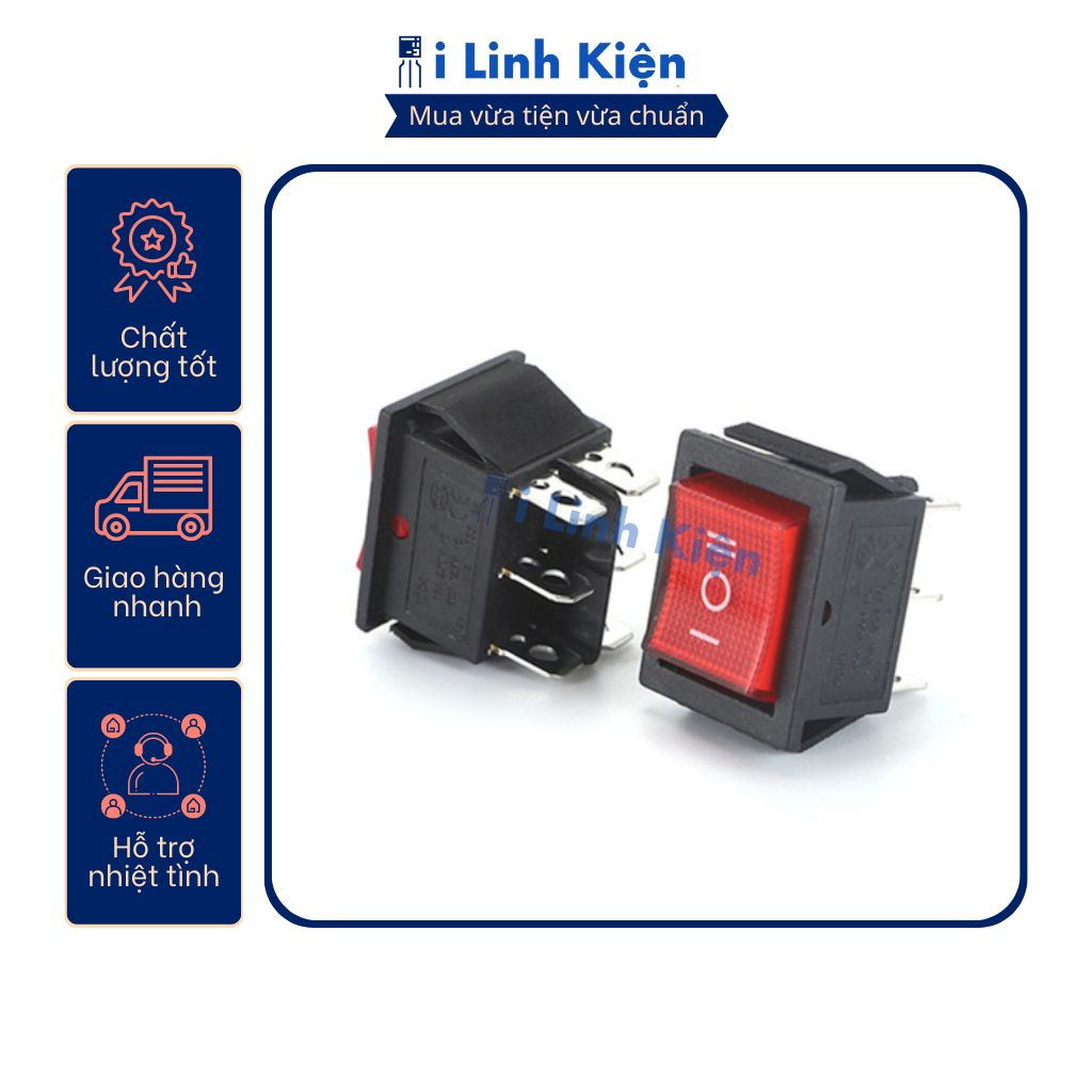 Công tắc bập bênh KCD4 15A/250V 6 chân 3 chế độ 25x31mm chất lượng tốt