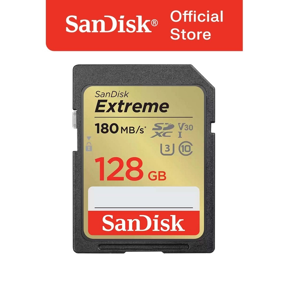 Thẻ nhớ cho máy ảnh SanDisk Extreme SDXC 128GB UHS-I class 3 V30 Upto 180MB/s