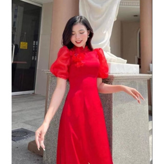 Mẫu áo dài von tơ tay bồng có 2 màu xinh - Áo Dài Đan Linh