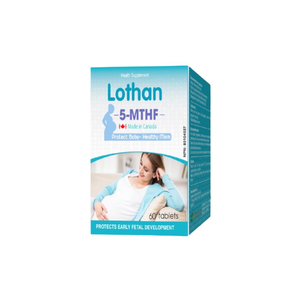 Lothan 5-MTHF - Bổ Sung Acid Folic/ Folate, Tăng Khả Năng Sinh Sản, Ngăn Dị Tật Thai Nhi, Bổ Trứng (60 Viên) [Chính Hãn
