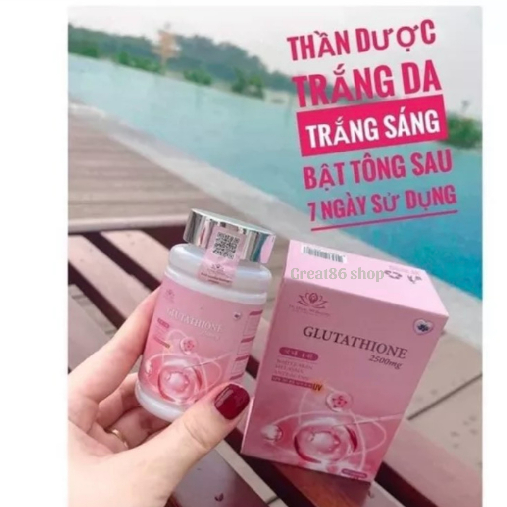 Viên ngậm trắng da hủy nám Glutathione 2500mg, viên uống chống nắng trắng da cải thiện nội tiết ngừa lão hóa lọ 60 viên