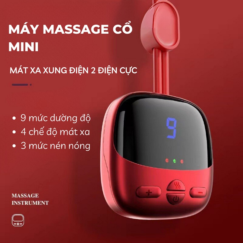 Massager Máy mát xa có thể sạc lại Máy mát xa cột sống cổ Máy mát xa cổMặt dây chuyền đệm nhiệt cổ TENS+EMS Máy mát xa