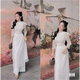 Áo dài trắng nơ mẫu mới _Áo Dài Đan Linh