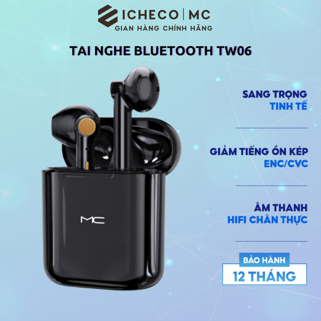 Tai nghe Bluetooth không dây true wireless ICEHCO TW06 thể thao cảm ứng kháng nước có míc TWS