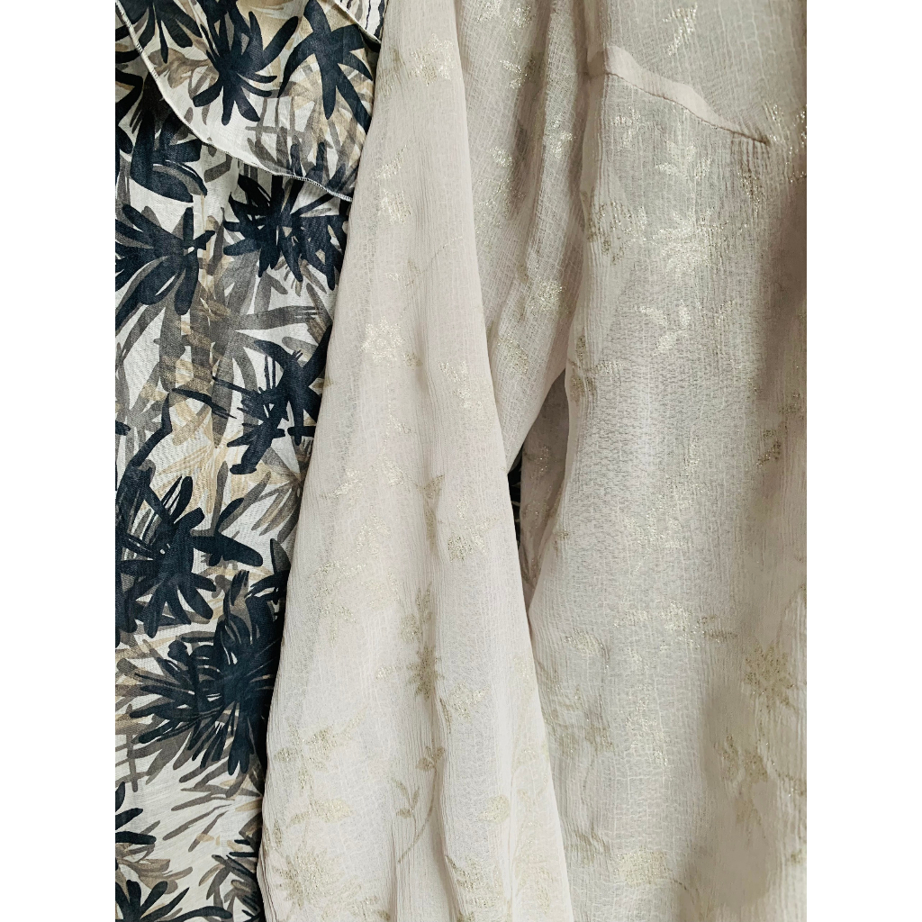 Áo sơ mi voan vintage có họa tiết kim tuyến 22 OCTOBRE