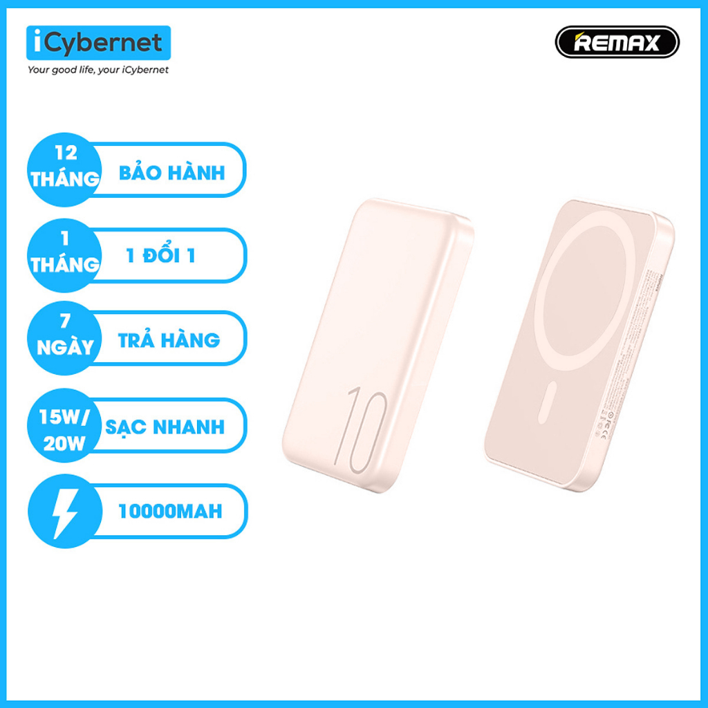 Sạc dự phòng không dây từ tính 10000mah RPP-65 chính hãng Remax