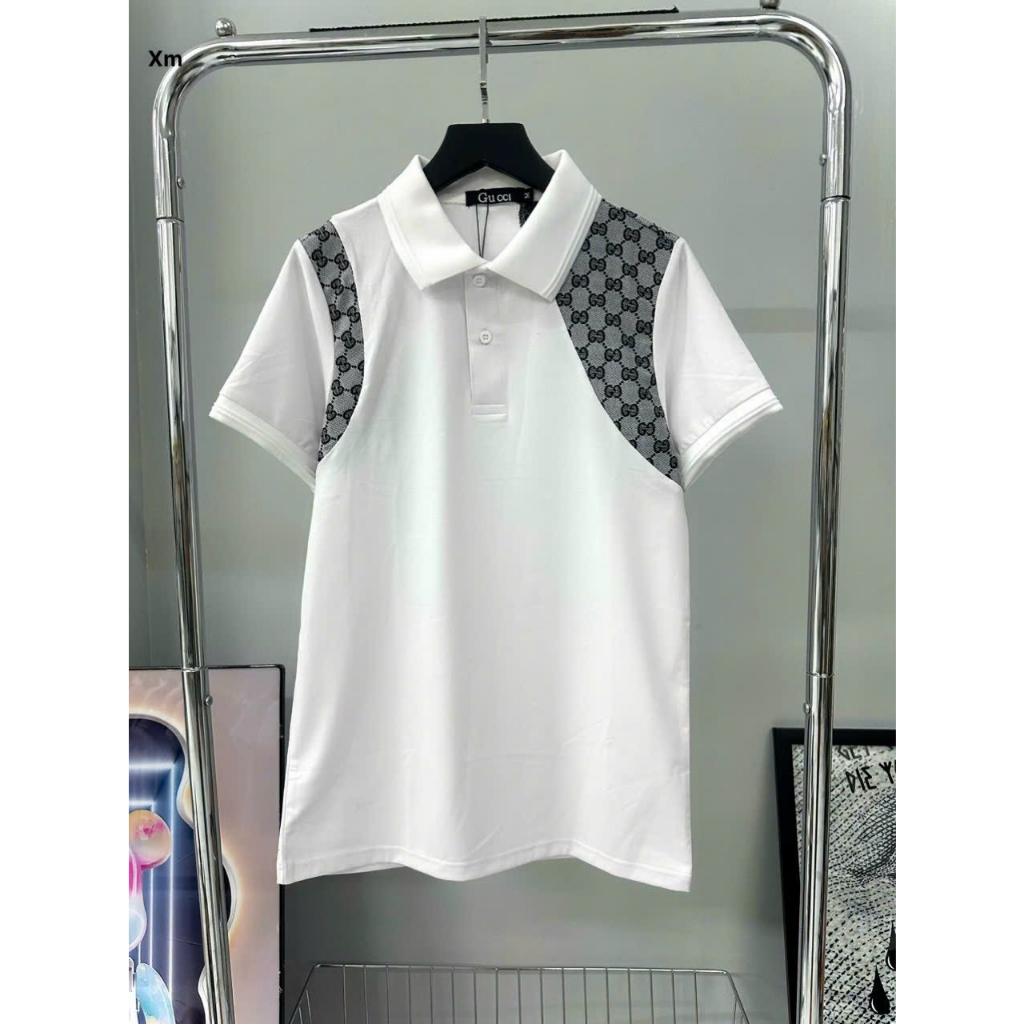 Áo polo nam phối tay dây đai form rộng chất cotton, áo phông nam nữ cổ bẻ ngắn tay thời trang