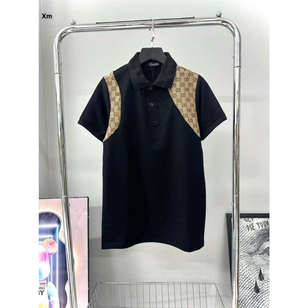 Áo polo nam phối tay dây đai form rộng chất cotton, áo phông nam nữ cổ bẻ ngắn tay thời trang