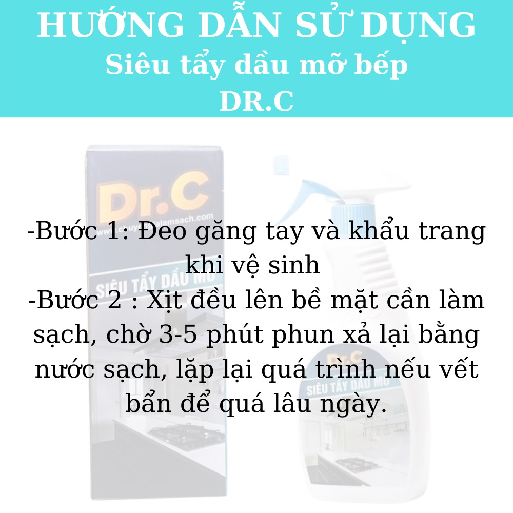 Tẩy Dầu Mỡ DrC Dạng Xịt - Siêu Tẩy Rửa Đa Năng Giúp Sạch Mọi Vết Bẩn Lâu Ngày Trên Bếp, Xoong Nồi, Tường...