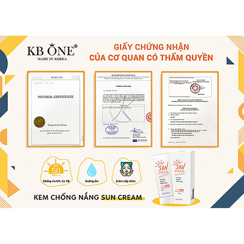 Kem Chống Nắng KB One Mẫu Mới Chính Hãng - Chống Nắng Nâng Tone Da 50ml