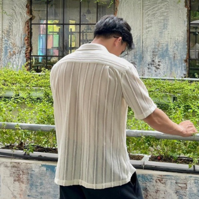 Áo sơ mi ngắn tay cuban Robus cotton lưới Sand shirt