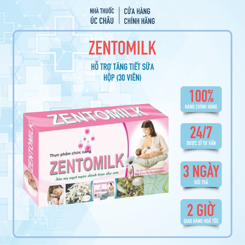 (combo mua 3 tặng 1)VIÊN UỐNG LỢI SỮA ZENTOMILK HỘP 30 VIÊN - ÚC CHÂU pharmacy TB