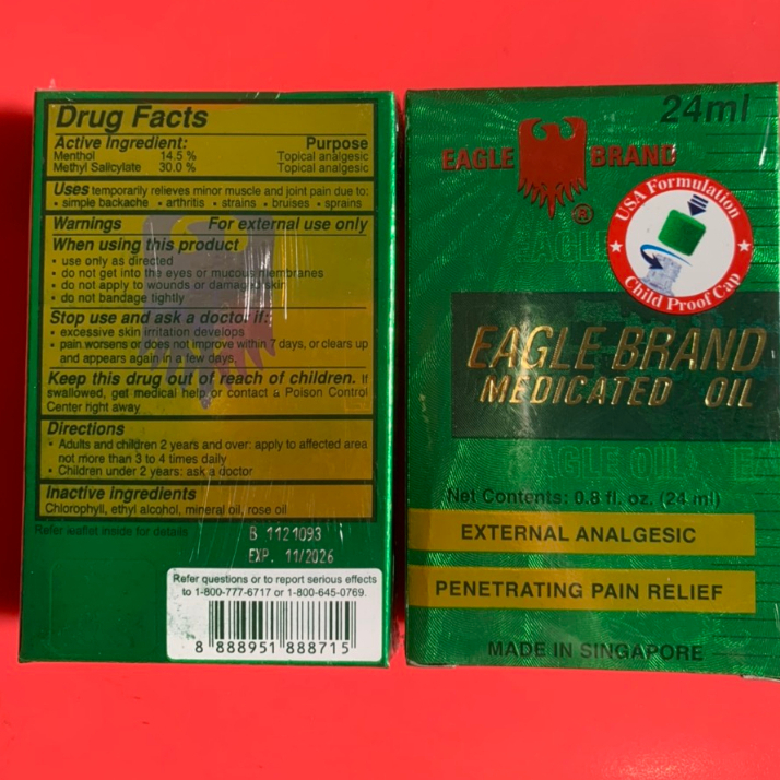 Dầu gió con ó Eagle Brand 2 nắp thị trường MỸ - Made in Singapore