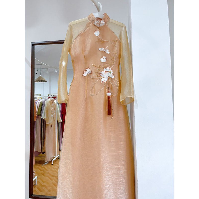 Áo Dài Truyền Thống Tơ Thuê Mân Côi - Ảnh Thật